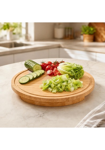 25 Cm Bambu Yuvarlak Kesim Panosu, Kesme Tahtası Ve Sunum Tabağı Diğer