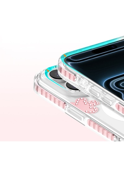 İphone 18 Pro Max Uyumlu Kılıf M-safe Şarj Özellikli Zore Paris Elvo Sert Pc Kapak Pembe