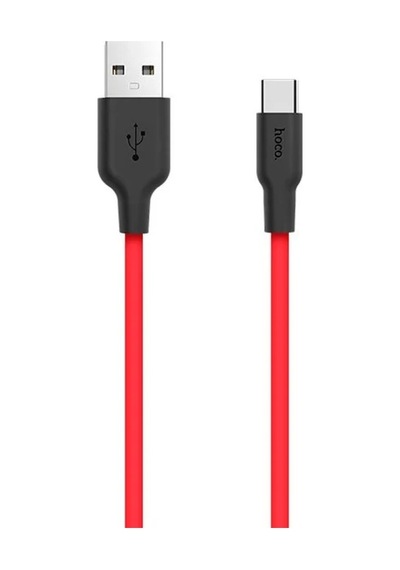 Hoco X21 Usb To Type-c 3a Silikon Hızlı Şarj Ve Data Kablosu- 5775 Siyah-kırmızı