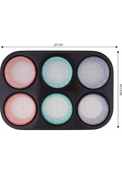 Guardini Gardenıa 6lı Muffin Kek Kalıbı Kağıtlı 27x18,5 Cm 06689907 Siyah