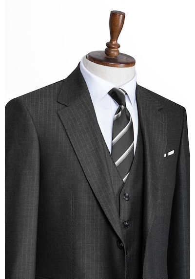 İlayda Emir Luxury, İtalyan Kesim, Slim Fit, Blazer, Çizgili, Erkek Takım Antrasit - Gri İlayda Emir Luxury, İtalyan Kesim, Slim Fit, Blazer, Çizgili, Erkek Takım Antrasit - Gri