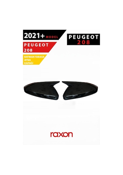 Peugeot 208 2021+ Batman & Yarasa Ayna Kapağı Parlak Piano Black Sport