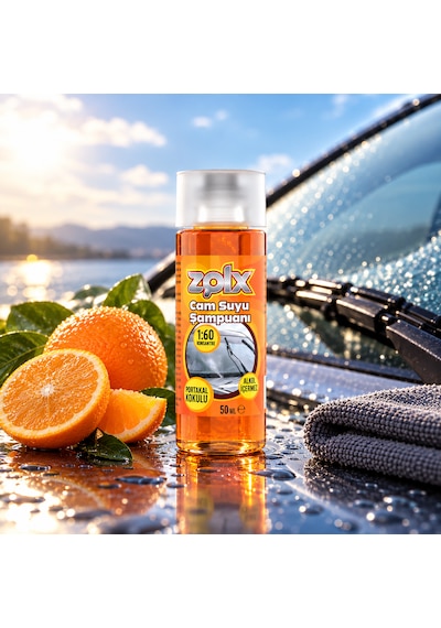 Zolx Portakal Kokulu Konsantre Oto Cam Suyu Şampuanı 50 Ml 5 Adet 1:60 Yoğun Formül