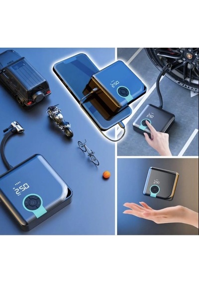 Hava Pompası Taşınabilir Hava Kompresörü Dijital Lastik Basınç Göstergeli Powerbank Şarjlı Araba Oto Diğer