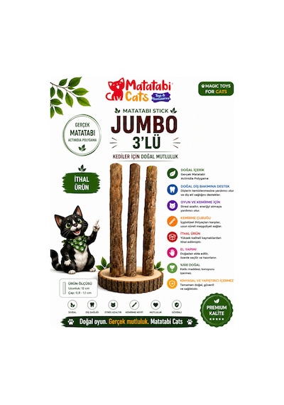 Jum .3 Lü Stıck-doğal Kedi Oyuncağı ,diş Temizleme,kedi Kemirme Çubuğu