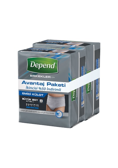 Depend Emici Külot Erkek Büyük 8+8 Avantaj Pk İç Adet Top:16 Diğer