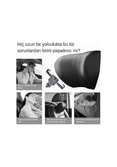 Polham Ayarlanabilir Ergonomik Boyun Ve Baş Desteği Yastık / Konforlu Sürüş, Maksimum Destek, Universal Siyah