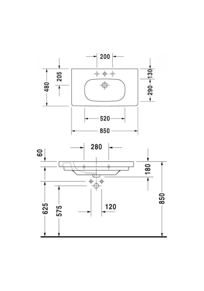 Duravit Lavabo D-code Etajerli 85 X 48 Cm Beyaz, 0342850002 Beyaz