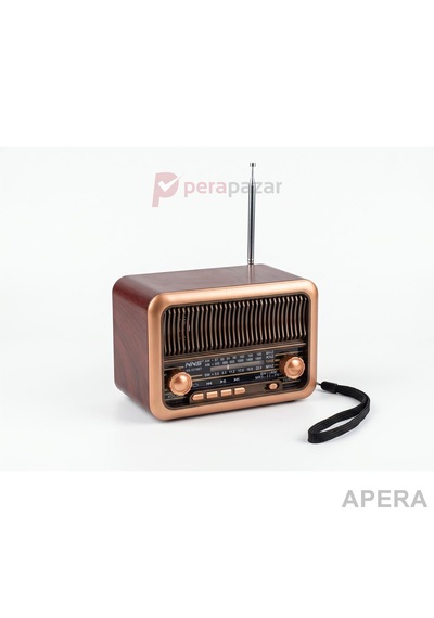 Nns Ns-3315bt Şarjlı Nostaljik Radyo Bluetooth Tws Usb Micro Kart Destekli Dekoratif Müzik Çalar 14cm Boyunda Kahverengi