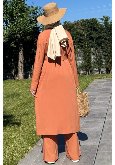 Rabia Şamlı Yaren Üçlü Takım Kiremit Çok Renkli