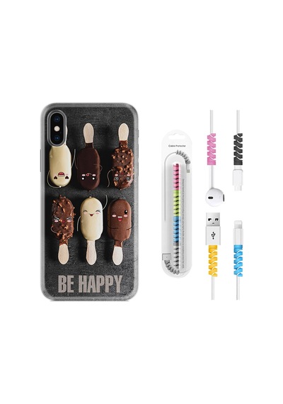 Apple Uyumlu iPhone XS Max Kılıf Kablo Koruyuculu Be Happy 1855