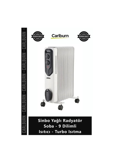 Özel Üretim Taşınabilir Termostatlı Sinbo Yağlı Radyatör Soba 9 Dilimli Isıtıcı Turbo Isıtma