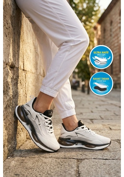 Hammer Jack Beyaz Siyah Fileli Hafif Esnek Unisex Spor Ayakkabı 101 25087-g Beyaz - Siyah
