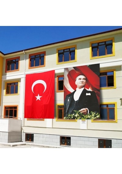 Atatürk Posteri ve Türk Bayrağı Raşel Kumaş 200X300 cm -5