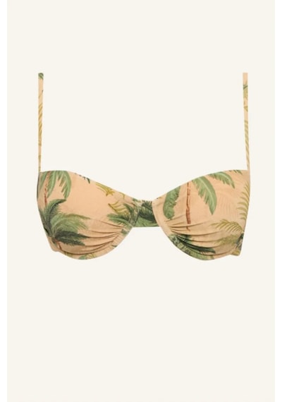 Defacto Regular Fıt Çiçekli Simli Kumaş Bikini Üstü G7029ax26smkh452 Haki-kh452