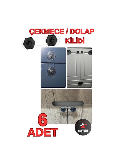 Can Yıldız Plastik Bebek Ve Çocuk Güvenlik Dolap Çekmece Kilidi Siyah