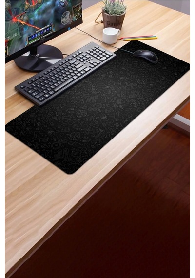 Sonictouch Beyin Fırtınası İkonlar Gamer Oyuncu Dikişsiz Sıvı Geçirmez Klavye Mouse Pad 32x70cm Mousepad
