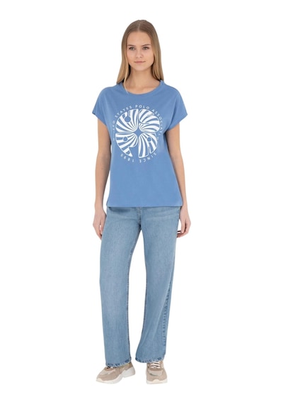 U.S. Polo Assn. Kadın Baskılı T-shirt Mavi