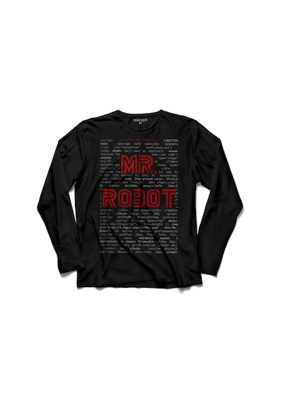 Mr. Mr Robot Who Is Fsocıety Code Ben Robot Uzun Kollu Tişört (512970387)