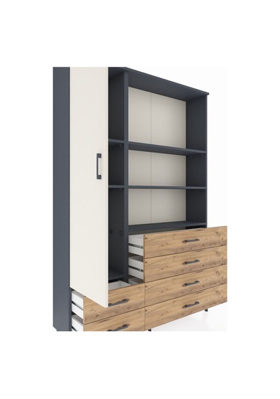 Arges Dolap 7 Raflı 6 Çekmeceli Tek Kapaklı 132x30x195 Antrasit-aytaşı/çam Aytası/atlas Çam Arges Dolap 7 Raflı 6 Çekmeceli Tek Kapaklı 132x30x195 Antrasit-aytaşı/çam Aytası/atlas Çam