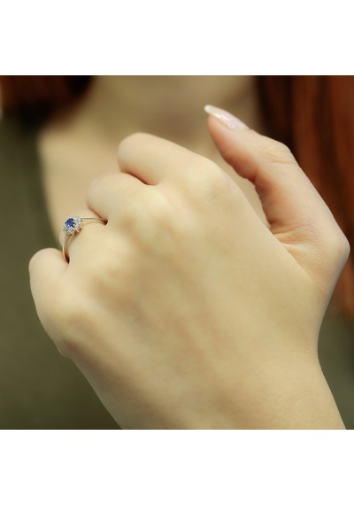 Lova Pırlantalı Oval Safir Anturaj Yüzük - 1050243