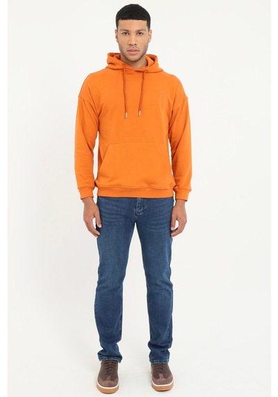 Dufy Erkek Regular Fit Kapüşonlu Kiremit Sweatshirt-19458