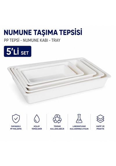 Numune Taşıma Tepsisi 5'li Set - Pp Tepsi - Numune Kabı - Tray
