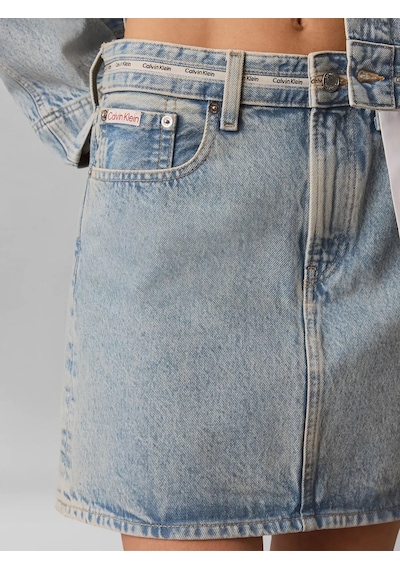Calvin Klein Branded Mını Skırt F, Yp3 Mavi Kadın Kot Etek