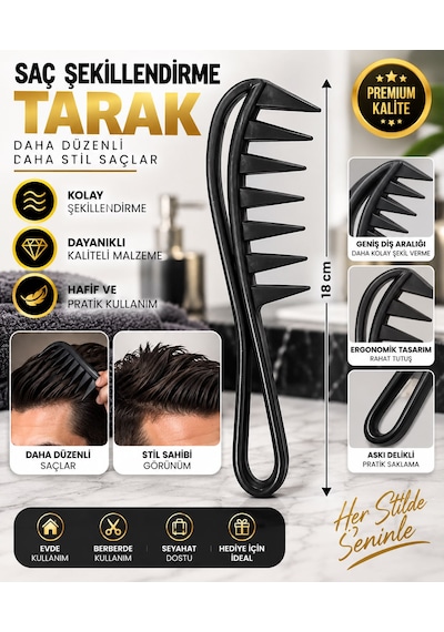 Kavisli Profesyonel Saç Şekillendirici Tarak 3