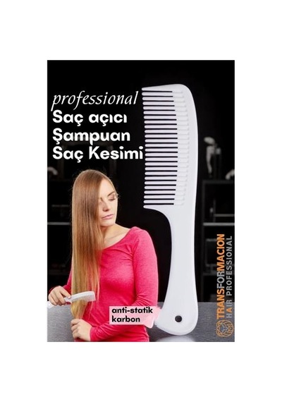 Zenvac Dolaşık Saç Açıcı Tarak - Şampuan Saç Boyası Tarağı - Geniş Dişli Saç Kesim Tarağı Profesyonel 72
