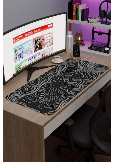 Topography Kaymaz Dikişli Kauçuk Oyuncu Mousepad V5 - 90x40 Xxl Gaming Mouse Pad Fare Altlığı