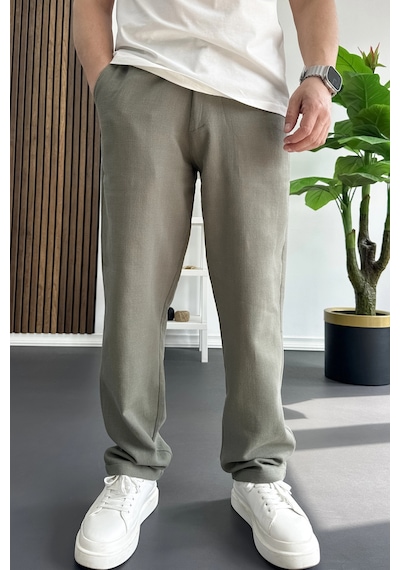 Edwox Erkek Beli Düğmeli Pantolon Yeşil Edw469
