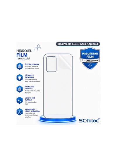 Schitec Realme 8s 5g Uyumlu Arka Yüzey Hidrojel Koruyucu Film