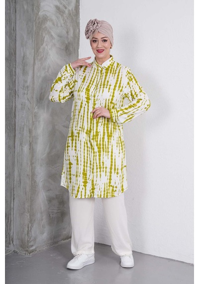 Polologin Butik Yeşil Beyaz Desenli Tunik Ve Krem Pantolon Takım Yeşil & Beyaz & Krem Polologin Butik Yeşil Beyaz Desenli Tunik Ve Krem Pantolon Takım Yeşil & Beyaz & Krem