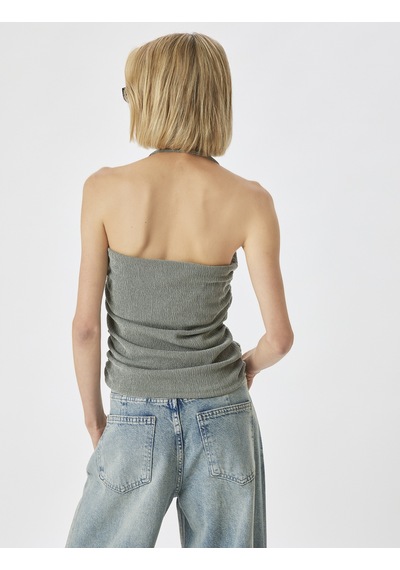 Koton Halter Yaka Üst Dokulu Slim Fit Ada Çayı 4sak10942ek Açık Yeşil