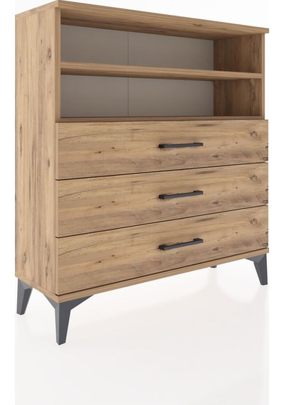 Arges Şifonyer 2 Raflı 3 Çekmeceli 88x30x96 Çam-çam Çam