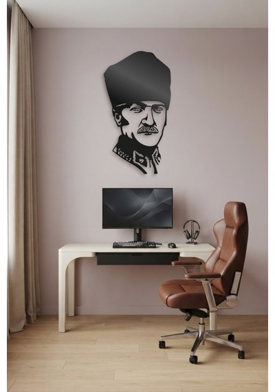 Atatürk Metal Duvar Tablosu - Duvar Sanatı - Duvar Dekoru - Siyah