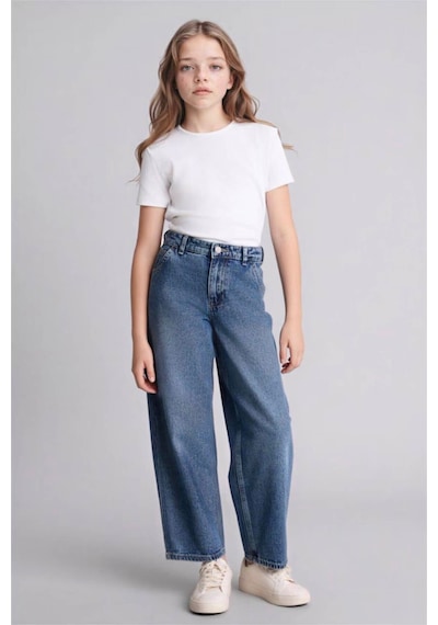 Defacto Baggy Fıt Geniş Paça Jean Pantolon Kız Çocuk G4650a826smnm28 Mavi-nm28