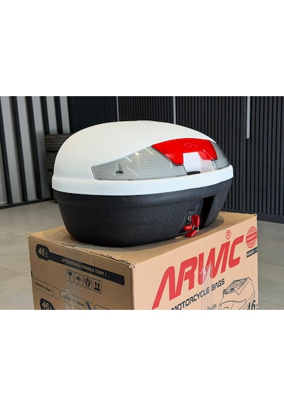Motosiklet Arka Çanta 46 Litre Motorsiklet Kurye Çantası Siyah Renk Beyaz