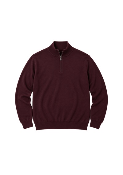 Battalmoda Erkek Büyük Beden Bordo Fermuarlı Dik Yaka Pamuklu Kazak 3xl-4xl-5xl-6xl
