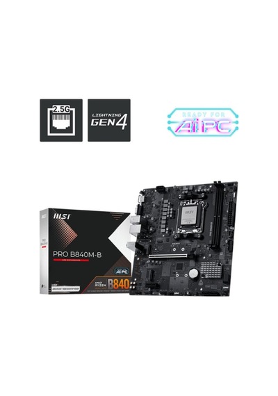 Msı Pro B840m-b Ddr5 8000mt/s 1xhdmı 2xm.2 Usb-c Matx Am5 Amd Am5 9000/8000/7000 Serileri İle Uyuml