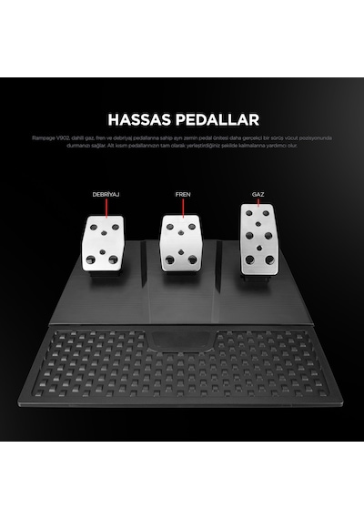 Rampage V902 Pc 3 Pedallı Oyuncu Direksiyonseti-sadece Pc Uyumlu