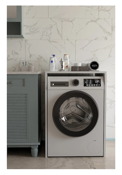 Modern Çamaşır Makinesi Kaplama Dolabı Tezgah Koruyucu Çok Amaçlı Banyo Düzenleyici Beyaz