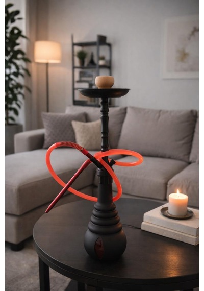 Hdmarketim Cam Hazneli Uzun Nargile Takımı Modern Tasarım 78 Cm