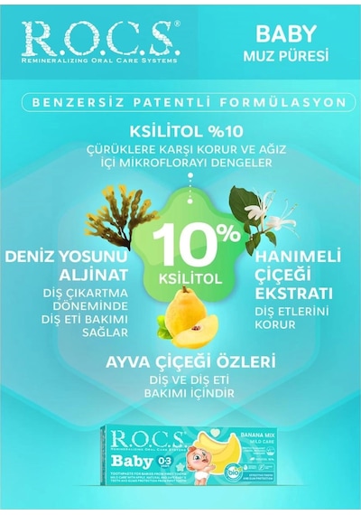 R.o.c.s. Baby 0-3 Yaş Muz Püresi Tadında Florürsüz Diş Macunu 45gr