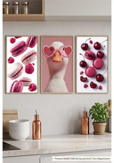Doğal Ahşap Çerçeveli Pembe Tatlı Temalı Duvar Tablosu 3 Lü Set Sevimli Ördek Ve Makaron Desenli Modern Dekorasyon Kabartma Görünümlüdür Bej Doğal Ahşap Çerçeveli Pembe Tatlı Temalı Duvar Tablosu 3 Lü Set Sevimli Ördek Ve Makaron Desenli Modern Dekorasyon Kabartma Görünümlüdür Bej