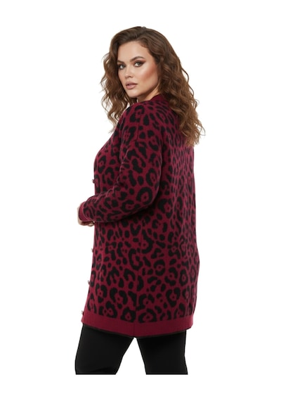 Kadın Leopar Desen Hırka 101002 Bgl-st04079 Bordo