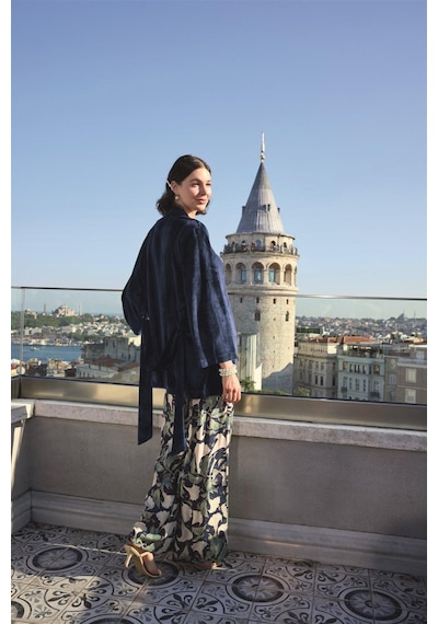 İkikareshop Yaprak Desenli Ve Dantelli 3lü Pijama Takımı Çok Renkli