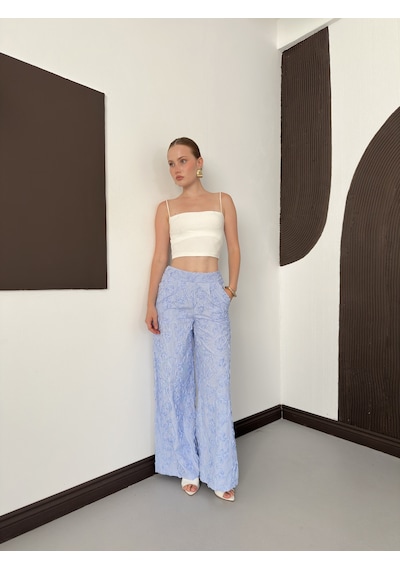 Verymoda Kabartma Motifli Pantolon F2156 Mavi