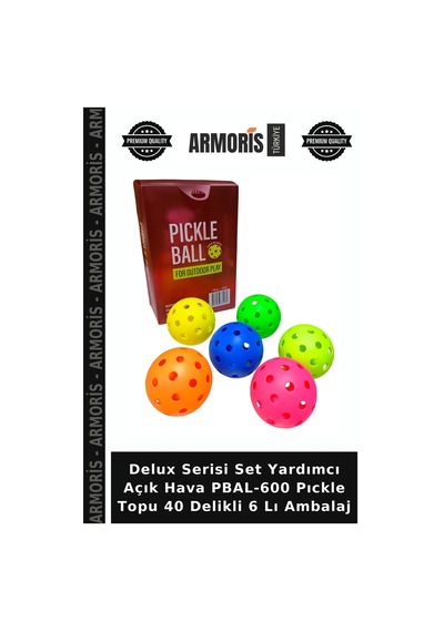 Delux Serisi Set Yardımcı Açık Hava Pbal-600 Pıckle Topu 40 Delikli 6 Lı Ambalaj Çok Renkli